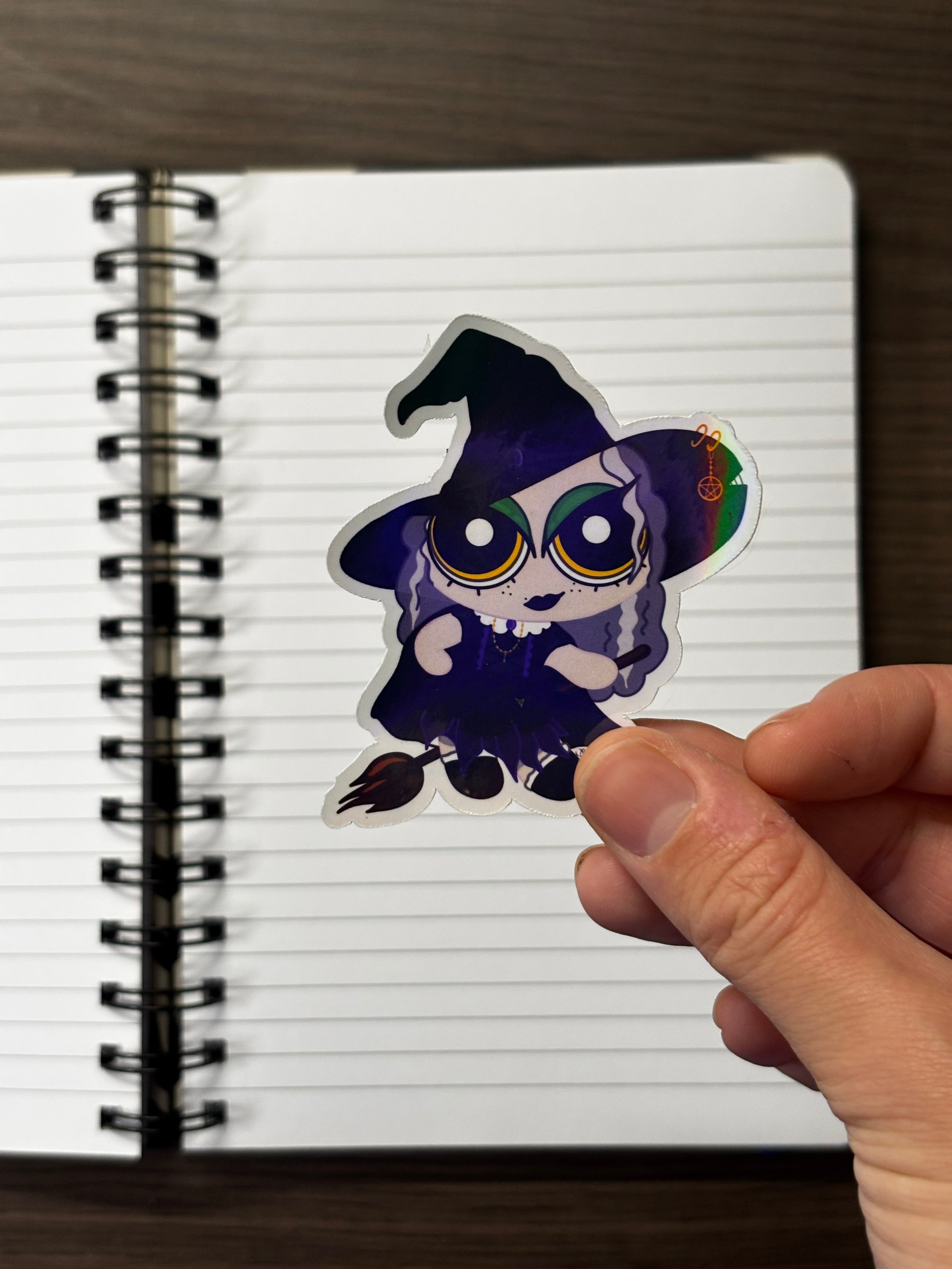 Holographic sticker Imdraë la sorcière