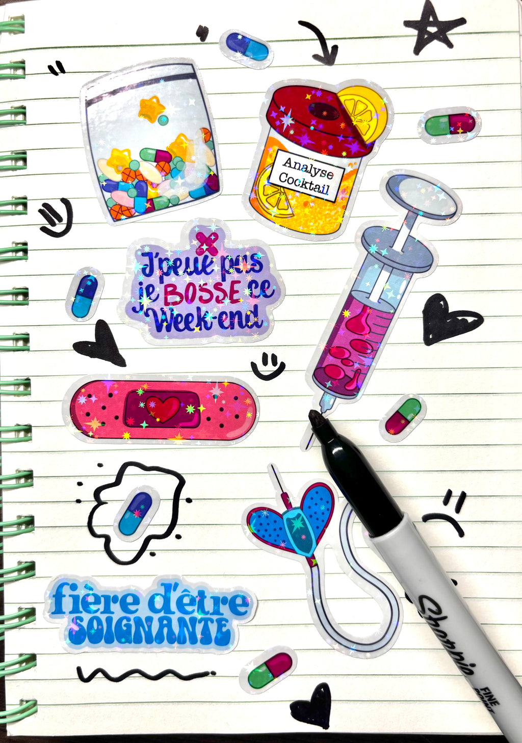 Kit du soignant Stickers holographiques